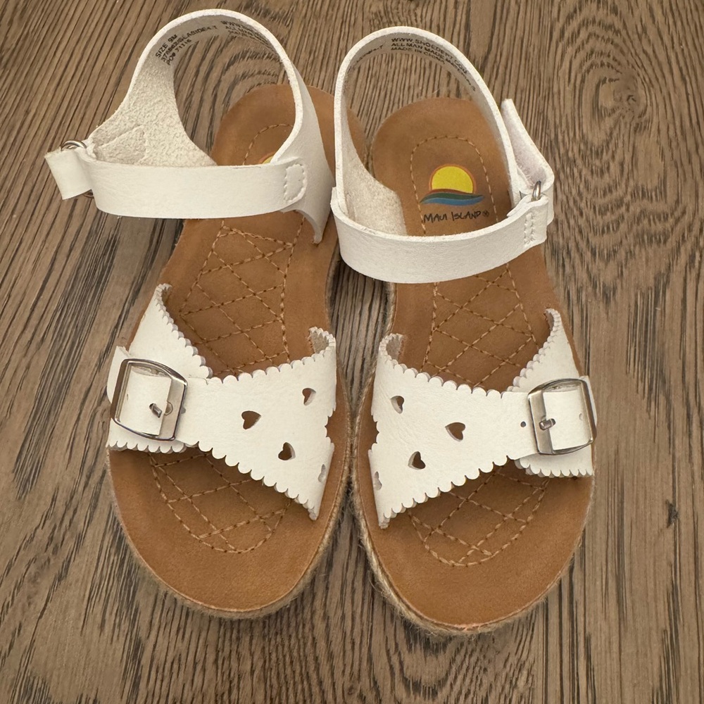 Charming White Kids Sandals with Heart Details